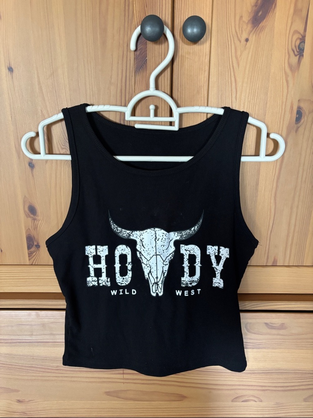Howdy Wild West Black Crop Tank Top